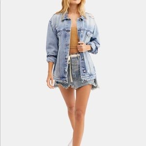 free people ramona cotton denim trucker jacket